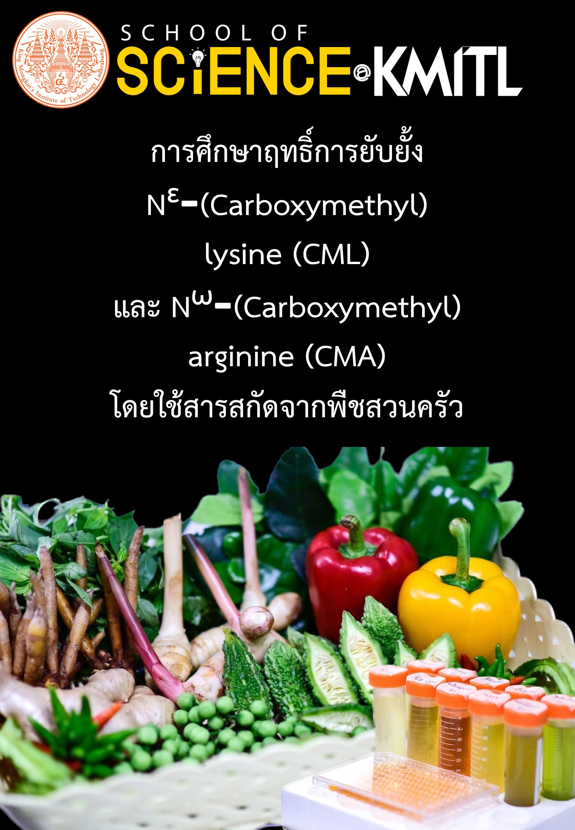 การศึกษาฤทธิ์การยับยั้ง Nε-(Carboxymethyl) lysine (CML) และ Nω-(Carboxymethyl) arginine (CMA) โดยใช้สารสกัดจากพืชสวนครัว